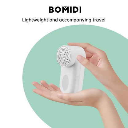 Bomidi BMQ02 Mini Clothing Hair Ball Fuzz Trimmer Lint Remover, Rechargeable With Stainless Steel Blade & 5W Power Strong Suction & Long Battery Life - White