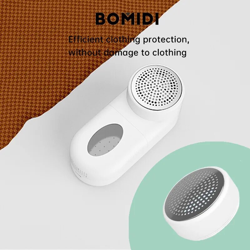 Bomidi BMQ02 Mini Clothing Hair Ball Fuzz Trimmer Lint Remover, Rechargeable With Stainless Steel Blade & 5W Power Strong Suction & Long Battery Life - White